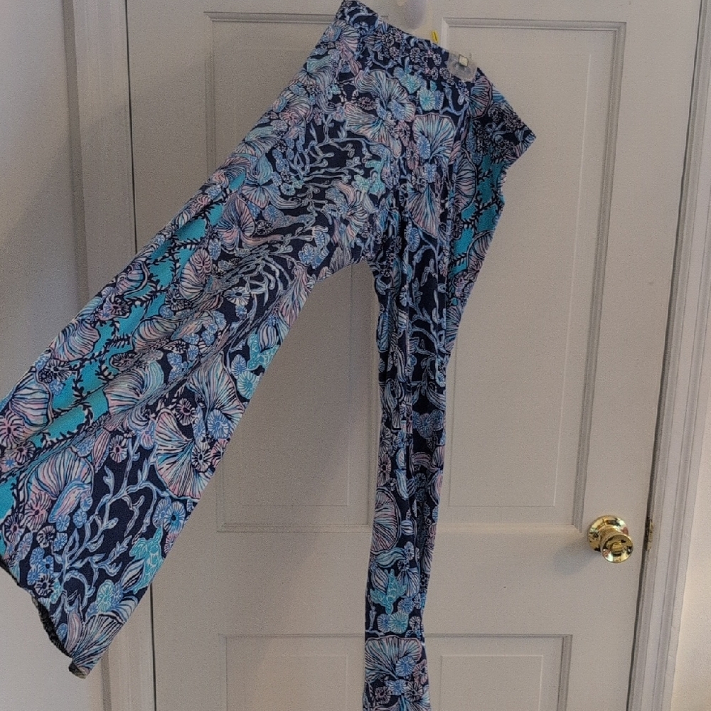 Lilly Pulitzer Blue and Pink Floral Palooza Pants